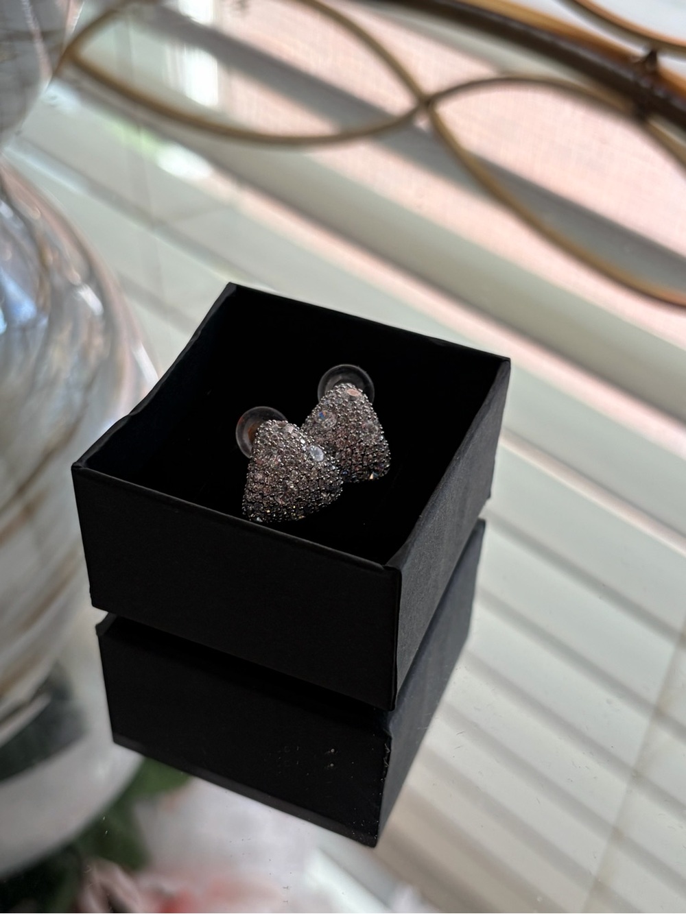 Sparkling Stud Earrings - Silver Tone